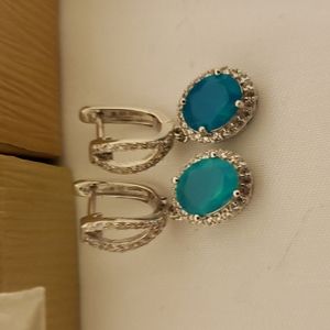 JTV African blue & silver earrings